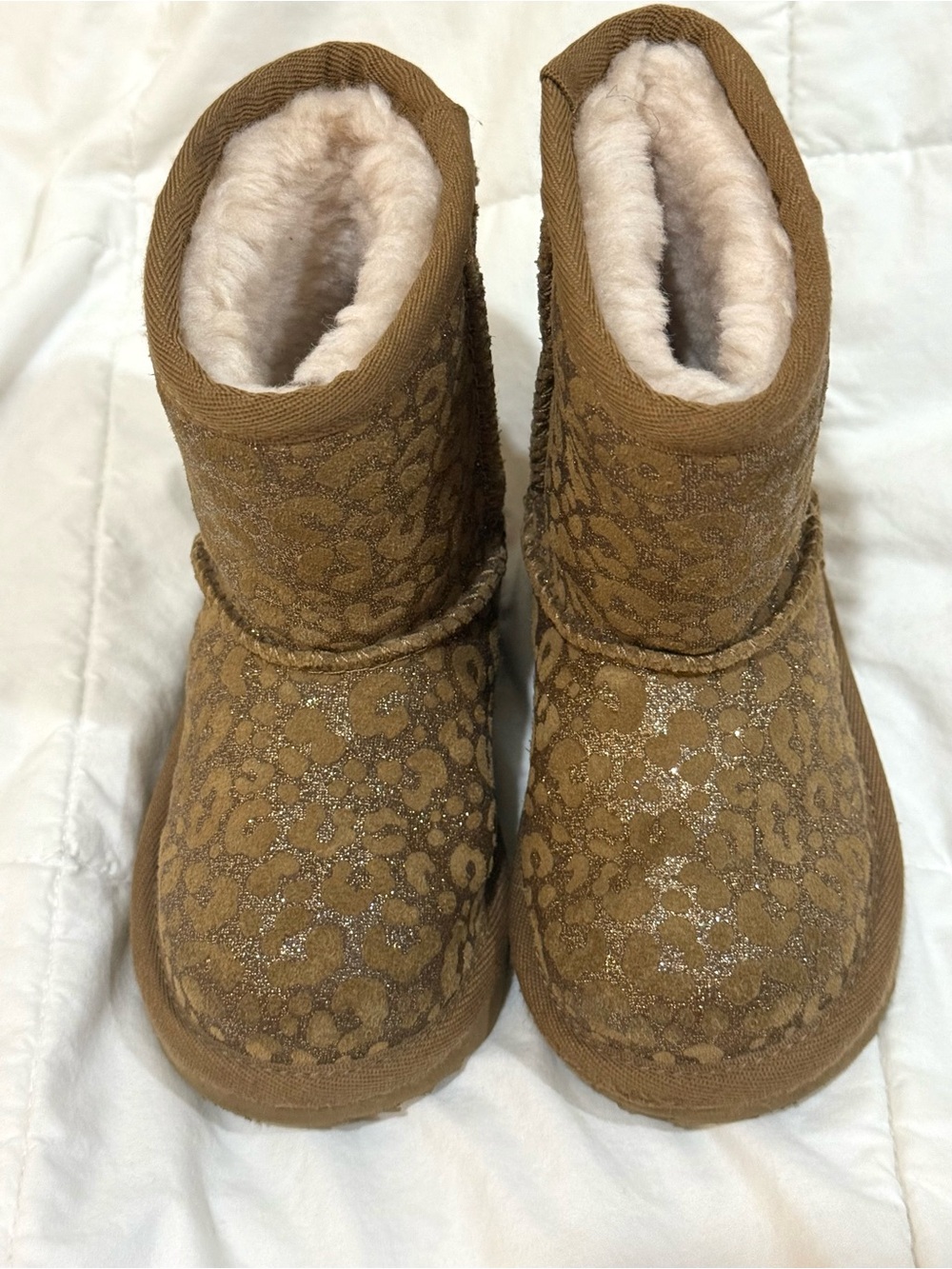 UGG Kids Glitter Leopard Chestnut Suede Boots